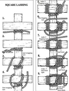 the diagram shows how to tie ropes in order to make it look like they are tied together