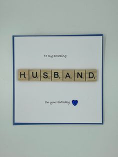 a card with the words husband on it