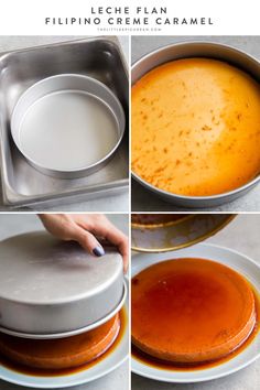 the steps to make an orange sauce in a pan