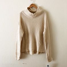 Gorgeous And Cozy Mock Neck Sweater By French Connection. Cream Color With A Slight Hint Of Yellow And Pretty Knit Detailing Along The Hems. Not A Cheap Acrylic Blend. Looks Like It Runs Quite Big, And There's Also A Generous Stretch To It. Would Probably Best Fit Those Who Wear L-Xl (Unless You're Into A Very Oversized Look, Which You Might Be!). Brand New With Tags, Never Worn Or Tried On. Measures 23" Armpit To Armpit 40% Viscose/21% Rayon/17% Wool Cool Water Wash Neutral Soft Knit Sweater With Relaxed Fit, Beige Cozy Sweater In Relaxed Fit, Beige Cozy Sweater With Relaxed Fit, Cozy Beige Sweater In Relaxed Fit, Cozy Beige Sweater With Relaxed Fit, Beige Long Sleeve Cozy Fit Top, Beige Long Sleeve Tops With Cozy Fit, Casual Beige Ribbed Sweater, Neutral Knit Relaxed Fit Sweater