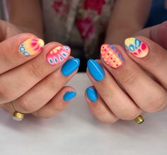 Cute Back To School Nail Ideas, Bright Fun Nails, School Nail Ideas, Back To School Nail Ideas, Preppy Nails, Beachy Nails, Hippie Nails