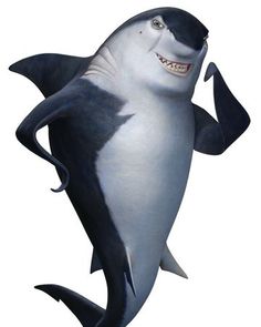 a cartoon shark is smiling and jumping in the air