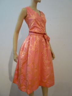 Christian Dior Late '50s Silk Brocade Cocktail Dress w/ Shoes Vintage Evening Dresses, W Shoes, What A Girl Wants, Silk Brocade, Shoes For Sale, Color Coral, Wrap Style, Fashion Designers, Vintage Clothing