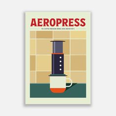 the cover of aeropress magazine, featuring a coffee cup and blender on it