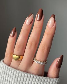 Discover the Top 29 Fall Nail Colors 2024: Season's Best Trends - divagaze.com Brown Acrylic Nails, White Nail, Chic Nails