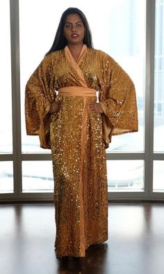 Gold Sequin Velvet Robe Sequin Wrap Dress, Elegant Kimono, Sequin Kimono, Gold Maxi Dress, Luxury Robes, Plus Size Kimono, Kimono Outfit, Gold Sequin Dress, Cute Pjs