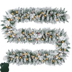 two christmas garlands with lights hanging from them