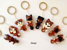 several key chains with different types of dogs on them