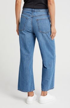 Enjoy the comfort of mid-rise wide-leg jeans constructed from soft denim in a cropped silhouette. 26 1/2" inseam; 12" front rise (size 26) Zip fly with button closure Five-pocket style 63% cotton, 37% lyocell Machine wash, line dry Imported Cheap Forever 21 Cotton Jeans, Crop Wide Leg Jeans, Cropped Wide Leg Jeans, Slippers Cozy, Man Up, Short Rompers, Dress Romper, Eileen Fisher