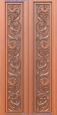 an ornate wooden door with decorative carvings on the front and side panels, which are hand carved