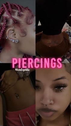 there is a collage of pictures with piercings on their chest and the words piercings above them