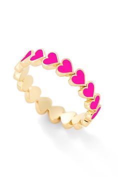 We have updated our classic 14K Yellow Gold Heart Stack Ring by allowing you to customize it! Select from our enamel color options below. Wear this ring with the rest of your Alison Lou to create the perfect stack. Don't see your size in the drop down? No worries! Just write your size in the comments section of the order or contact us. Please allow 20 business days for production and note this piece is final sale. 14K Yellow Gold, Made in New York City Pink Enamel Promise Ring, Pink Enamel Anniversary Ring, Adjustable Pink Enamel Rings, Pink Enamel Ring For Wedding, Fine Pink Enamel Rings, Pink Enamel Stackable Jewelry, Fine Jewelry Pink Enamel Ring, Valentine's Day Yellow Gold Enamel Rings, Gold Enamel Rings For Valentine's Day