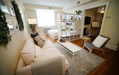 the living room is clean and ready for us to use in its new owner's home