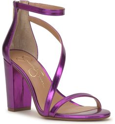 Jessica Simpson Sloyan Ankle Strap Sandal (Women) | Nordstrom Dark Purple Heels, Purple Heels, Block Sandals, Michael Kors Fashion, Summer Handbags, Beautiful Heels, Strappy High Heels, Strap Sandals Women, Block Dress