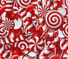 many red and white lollipops are in the shape of candy canes