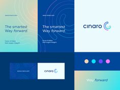 four different logos for cinaro, the smart way forward and other business related items