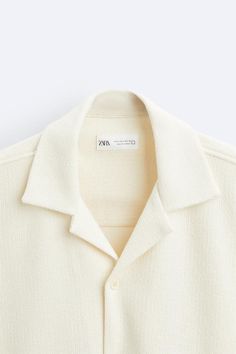 TEXTURED SHIRT - Ecru | ZARA United States Casual Short Sleeve Top With Button Cuffs, Classic Shirt With Button Cuffs And Camp Collar, Cotton Tops With Button Cuffs And Lapel Collar, Cotton Tops With Lapel Collar And Button Cuffs, Summer Top With Button Cuffs And Lapel Collar, Summer Shirt With Button Cuffs And Lapel Collar, Summer Shirt With Lapel Collar And Button Cuffs, Casual White Shirt With Lapel Collar, Zara Classic Top With Spread Collar