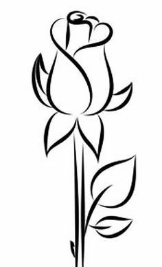 a black and white drawing of a rose