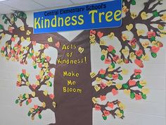 a bulletin board with hearts on the tree