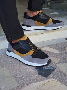 Bano Yellow Mid-Top Sneakers-baagr.myshopify.com-shoes2-brabion Gifts Box, Yellow Sneakers, Sneakers Collection, Mid Top Sneakers, Code Black, Exclusive Shoes, Luxury Sneakers, Yellow Shoes, Mid Top