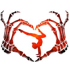 a person doing a handstand in the shape of a heart with two arms