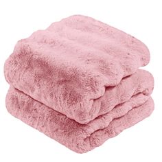 two pink towels stacked on top of each other