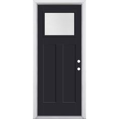 a black door with glass on the side