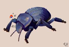 an image of a blue bug that is in the air with its legs spread out