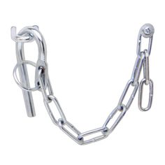 a silver metal chain with two links attached to the end and one link on each side