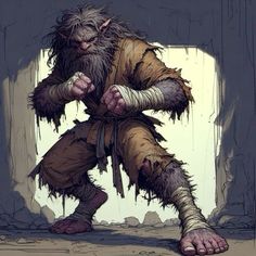 a drawing of a troll standing in front of a doorway