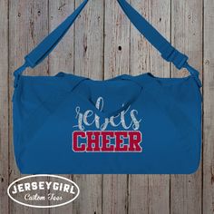 "Create your own personalized cheerleading bag with our glitter custom cheer duffel bags! Customize the front of your cheer duffel with your cheer team name, and the side with your cheerleader's name. Or, customize this design however you choose to create your own unique glitter duffel bag! Enter your personalization under \"Add your personalization.\" Front: enter the cheerleading team name (or your own custom text), up to 15 characters, exactly as it should appear on the front of your custom c Cheer Competition Gifts Handbags, Cheerleading Bags, Cheer Bag, Cheerleading Team, Cheer Practice, Sports Bags Gym, Cheer Team, Team Gear, Duffle Bags