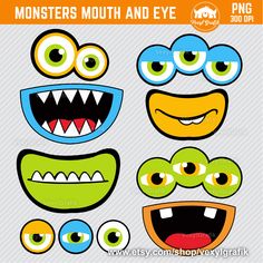 monsters mouth and eye cliparts for kids to use on paper crafts or scrapbooking