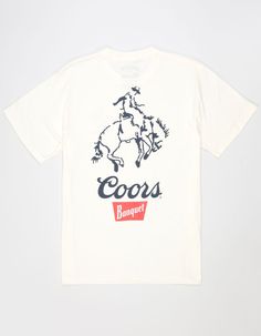 Brixton X Coors Cult Tee. Graphic Screened At Left Chest. Large Graphic On Back. Crew Neck. Short Sleeve. 100% Cotton. Machine Wash. Imported. Flannel Sweatshirt, Graphic Trends, Boys Graphic Tee, Girls Graphic Tee, Boys Backpacks, Girls Blouse, Chino Jeans, Loose Jeans, Top Graphic Tees