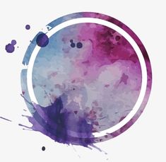 a purple and blue circle with some black dots on the bottom, in front of a white background