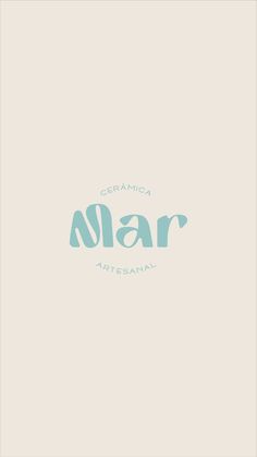 the word mar written in blue ink on a beige background with an aqua - green font