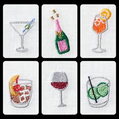 four pictures of different types of wine glasses