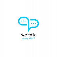 the logo for we talk is shown on a white background with blue and black letters