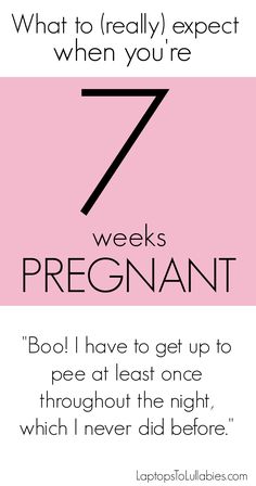 a pink poster with the words 7 weeks pregnant