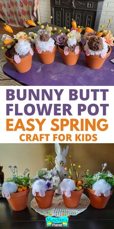 Easy Spring Crafts For Kids - Bunny Butt Flower Pot Diy Easter Bunny, Holidays Crafts, Bunny Flower, Creative Easter Eggs, Basket Centerpieces