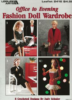 an advertisement for barbie dolls from the catalog office to evening fashion doll wartrobe