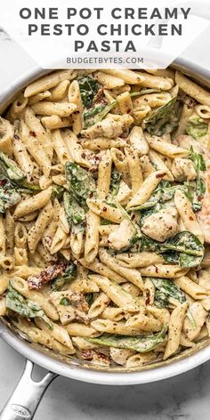 one pot creamy pesto chicken pasta