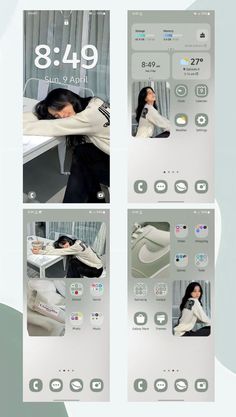 an iphone screen showing different images of a woman