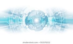 an abstract blue and white background with lots of lines, dots and circles in the center