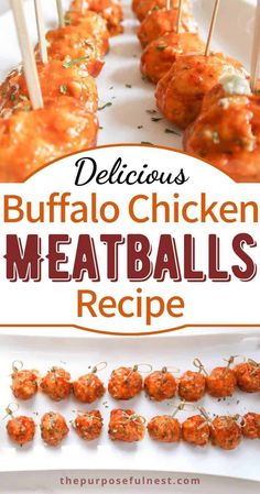 delicious buffalo chicken meatballs recipe on a white plate