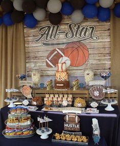 an all star sports themed dessert table