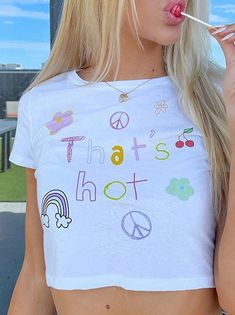 Multicolor Print Crew Neck Pullover Short Sleeve Crop Top T-Shirt Aosig Minimal Shirt Design, Short Pattern, Short Sleeve Crop Top, Crop Top Tees, Short Sleeve Cropped Top, Signature Look, Top T Shirt, Neck Crop Top, Waist Length