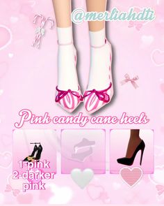 pink candy cane heels are featured in this advert for an american girl doll shop