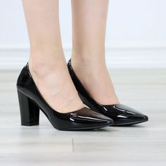 -Material: Synthetic Patent Leather -Sizing: True To Size. I'm Regularly A 7.5 And That's The Size I'm Wearing On The Photo. -Heel Size: 3.5" Heel -Fastening: Slip On's -Accents: Pointed Toe, Cushion Insoles -Photos Of Actual Product, Photos Taken By Me Not Stock Photo Black Heels For Office Spring Season, Black Office Heels For Spring, Casual Fitted Heels For Night Out, Casual Fitted Heels For Evening, Fitted Black Heels For Fall, Classic Black Heels For Spring, Classic Black Spring Heels, Black Heels For Spring Workwear, Classic Fitted Black Heels