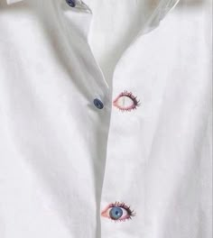 White Shirt Ideas, Richie Gecko, Fashion Startup, Diy Clothes Accessories, Fancy Shirt, Fashion Tops Blouse, Tops Blouse, Shirt Embroidery, Eyes Design