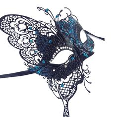 "This Mask is stunning and has a very detailed filigree pattern adorned with pearls and rhinestones. Shimmer detail in shades of blue and turquoise. If shimmer needs to be customized pls leave a check out note with your ideas! S H I P P I N G - Last minute Masquerade Mask shopping? Processed same day or within 24 hours. 1-2 day guaranteed delivery services offered, add items to cart and click on shipping tab for rates. Pls leave a check out note with your need date & contact number (especial Masquerade Mask Women, Masquerade Ball Masks, Masquerade Ball Mask, Butterfly Mask, Metal Mask, Ball Mask, Color Butterfly, Mask Costume, Filigree Pattern